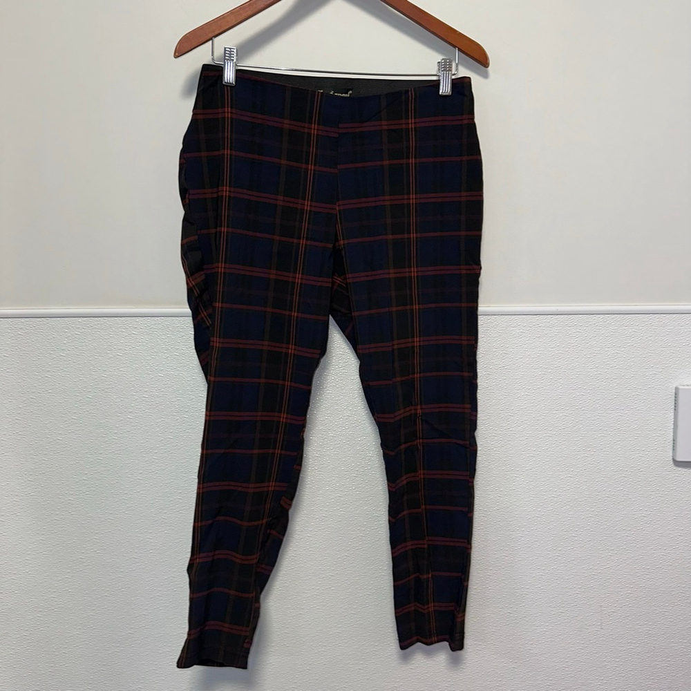 Women's Like An Angel M Navy Orange Black Plaid Skinny Pants